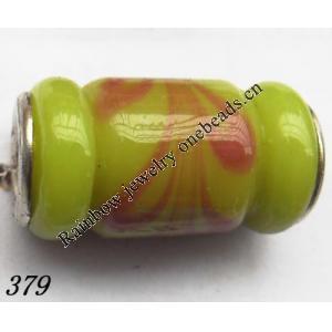 Lampwork Glass Plating Nickel-Color Core Beads Tube 21x11mm Hole=4.5mm Sold by Bag