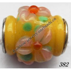 Lampwork Glass Plating Nickel-Color Core Beads Faceted Tube 18x16mm Hole=4.5mm Sold by Bag