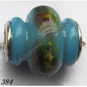 Lampwork Glass Plating Nickel-Color Core Beads Tube 17x15mm Hole=4.5mm Sold by Bag