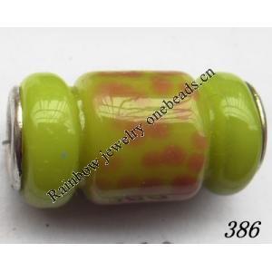 Lampwork Glass Plating Nickel-Color Core Beads Tube 21x11mm Hole=4.5mm Sold by Bag