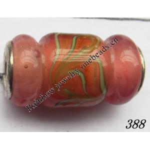 Lampwork Glass Plating Nickel-Color Core Beads Tube 21x11mm Hole=4.5mm Sold by Bag