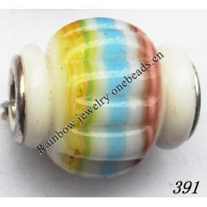 Lampwork Glass Plating Nickel-Color Core Beads Helix 18x15mm Hole=4.5mm Sold by Bag