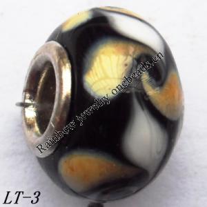 Lampwork Glass Plating Nickel-Color Core Beads  15x10mm Hole=4.5mm Sold by Bag