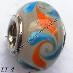 Lampwork Glass Plating Nickel-Color Core Beads  15x10mm Hole=4.5mm Sold by Bag