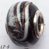 Lampwork Glass Plating Nickel-Color Core Beads  15x10mm Hole=4.5mm Sold by Bag