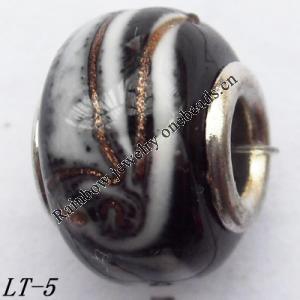 Lampwork Glass Plating Nickel-Color Core Beads  15x10mm Hole=4.5mm Sold by Bag