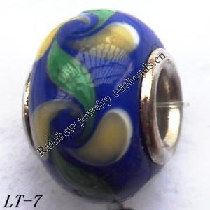 Lampwork Glass Plating Nickel-Color Core Beads  15x10mm Hole=4.5mm Sold by Bag