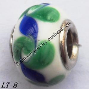 Lampwork Glass Plating Nickel-Color Core Beads  15x10mm Hole=4.5mm Sold by Bag