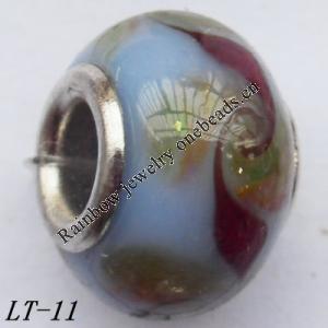 Lampwork Glass Plating Nickel-Color Core Beads  15x10mm Hole=4.5mm Sold by Bag