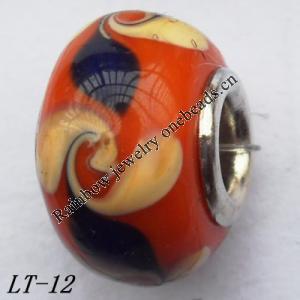 Lampwork Glass Plating Nickel-Color Core Beads  15x10mm Hole=4.5mm Sold by Bag