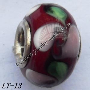 Lampwork Glass Plating Nickel-Color Core Beads  15x10mm Hole=4.5mm Sold by Bag