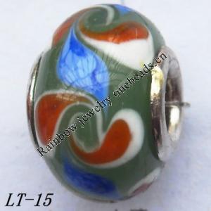 Lampwork Glass Plating Nickel-Color Core Beads  15x10mm Hole=4.5mm Sold by Bag