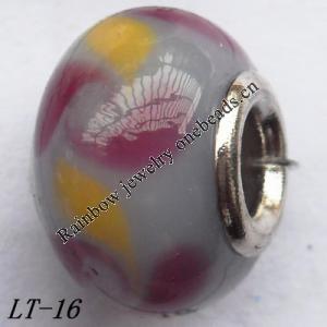 Lampwork Glass Plating Nickel-Color Core Beads  15x10mm Hole=4.5mm Sold by Bag