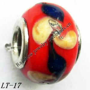 Lampwork Glass Plating Nickel-Color Core Beads  15x10mm Hole=4.5mm Sold by Bag