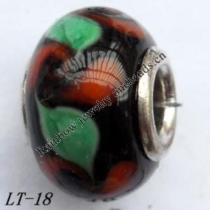 Lampwork Glass Plating Nickel-Color Core Beads  15x10mm Hole=4.5mm Sold by Bag