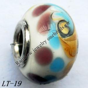 Lampwork Glass Plating Nickel-Color Core Beads  15x10mm Hole=4.5mm Sold by Bag