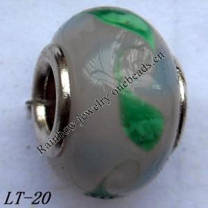 Lampwork Glass Plating Nickel-Color Core Beads  15x10mm Hole=4.5mm Sold by Bag