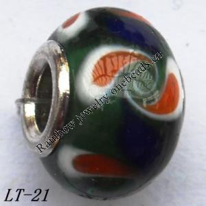 Lampwork Glass Plating Nickel-Color Core Beads  15x10mm Hole=4.5mm Sold by Bag