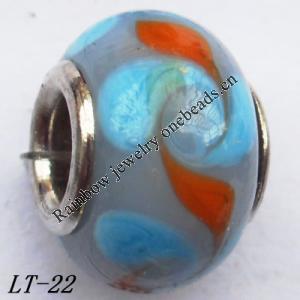 Lampwork Glass Plating Nickel-Color Core Beads  15x10mm Hole=4.5mm Sold by Bag