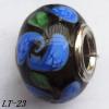 Lampwork Glass Plating Nickel-Color Core Beads  15x10mm Hole=4.5mm Sold by Bag