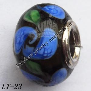 Lampwork Glass Plating Nickel-Color Core Beads  15x10mm Hole=4.5mm Sold by Bag