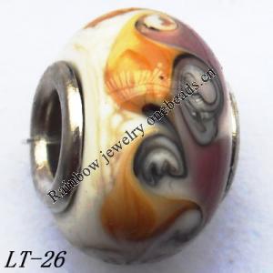 Lampwork Glass Plating Nickel-Color Core Beads  15x10mm Hole=4.5mm Sold by Bag