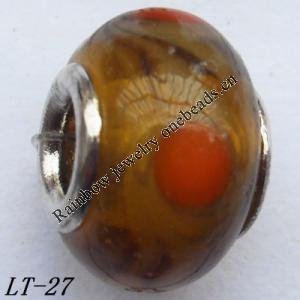 Lampwork Glass Plating Nickel-Color Core Beads  15x10mm Hole=4.5mm Sold by Bag