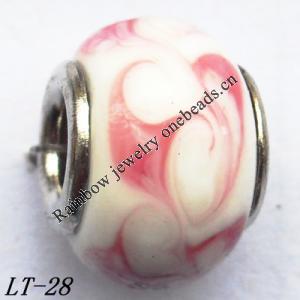 Lampwork Glass Plating Nickel-Color Core Beads  15x10mm Hole=4.5mm Sold by Bag