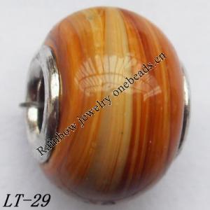 Lampwork Glass Plating Nickel-Color Core Beads  15x10mm Hole=4.5mm Sold by Bag