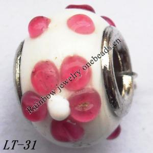 Lampwork Glass Plating Nickel-Color Core Beads  14x10mm Hole=4.5mm Sold by Bag