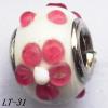 Lampwork Glass Plating Nickel-Color Core Beads  14x10mm Hole=4.5mm Sold by Bag