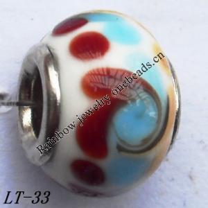 Lampwork Glass Plating Nickel-Color Core Beads  15x11mm Hole=4.5mm Sold by Bag