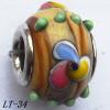 Lampwork Glass Plating Nickel-Color Core Beads  15x11mm Hole=4.5mm Sold by Bag