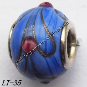 Lampwork Glass Plating Nickel-Color Core Beads  15x11mm Hole=4.5mm Sold by Bag