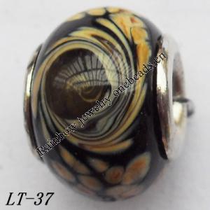 Lampwork Glass Plating Nickel-Color Core Beads  15x11mm Hole=4.5mm Sold by Bag