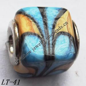 Lampwork Glass Plating Nickel-Color Core Beads  11x13mm Hole=4.5mm Sold by Bag