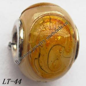 Lampwork Glass Plating Nickel-Color Core Beads  12x16mm Hole=4.5mm Sold by Bag