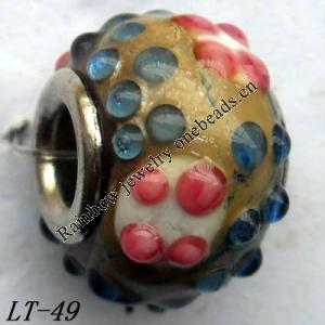 Lampwork Glass Plating Nickel-Color Core Beads  12x16mm Hole=4.5mm Sold by Bag