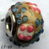 Lampwork Glass Plating Nickel-Color Core Beads  12x16mm Hole=4.5mm Sold by Bag