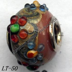 Lampwork Glass Plating Nickel-Color Core Beads  12x16mm Hole=4.5mm Sold by Bag