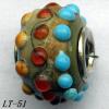 Lampwork Glass Plating Nickel-Color Core Beads  12x16mm Hole=4.5mm Sold by Bag