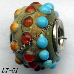 Lampwork Glass Plating Nickel-Color Core Beads  12x16mm Hole=4.5mm Sold by Bag