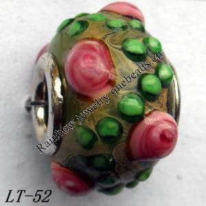 Lampwork Glass Plating Nickel-Color Core Beads  12x16mm Hole=4.5mm Sold by Bag