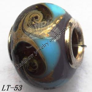 Lampwork Glass Plating Nickel-Color Core Beads  12x15mm Hole=4.5mm Sold by Bag
