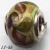 Lampwork Glass Plating Nickel-Color Core Beads  11x15mm Hole=4.5mm Sold by Bag