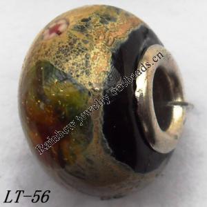 Lampwork Glass Plating Nickel-Color Core Beads  12x15mm Hole=4.5mm Sold by Bag