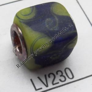 Lampwork Glass Plating Nickel-Color Core Beads  11x13mm Hole=4.5mm Sold by Bag