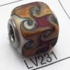 Lampwork Glass Plating Nickel-Color Core Beads  11x13mm Hole=4.5mm Sold by Bag