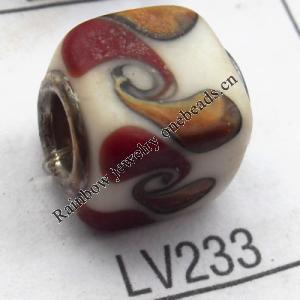 Lampwork Glass Plating Nickel-Color Core Beads  11x13mm Hole=4.5mm Sold by Bag