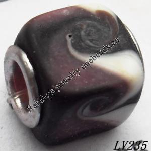 Lampwork Glass Plating Nickel-Color Core Beads  11x13mm Hole=4.5mm Sold by Bag